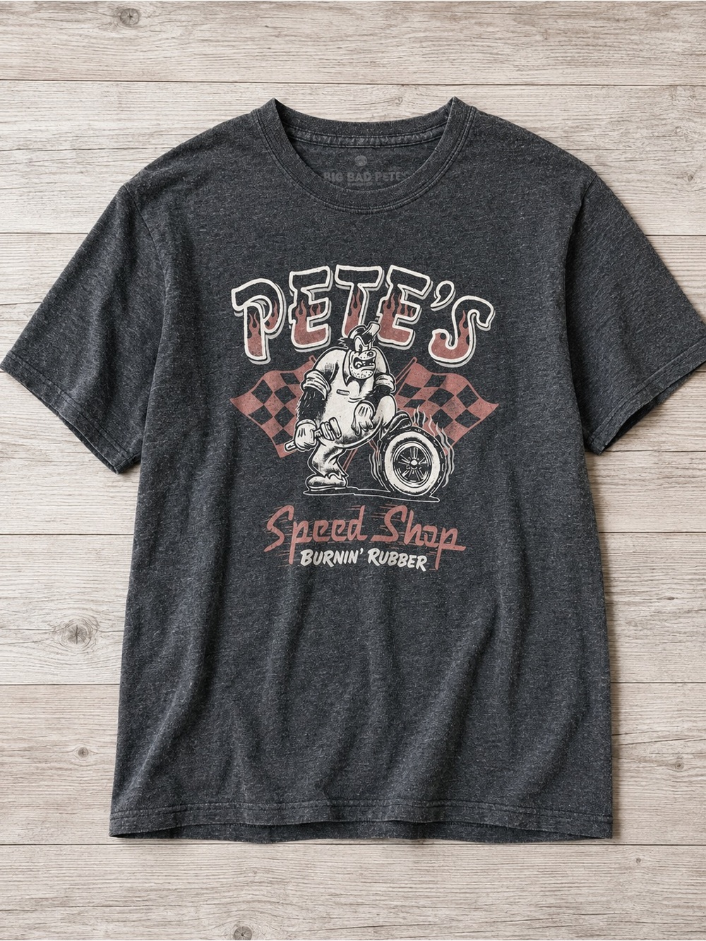 Big Bad Pete’s Speed Shop Burnin’ Rubber Graphic T-Shirt